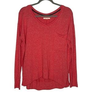 Anthropologie Pure Good Cozy Chest Pocket V-Neck Pullover Long Sleeve Top